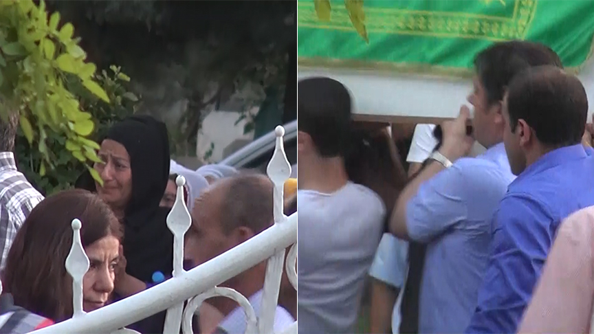 Görüntülerde Feleknas Uca PKK'lı teröristin cenazesine katılıyor (solda), Mehmet Ruştu Tiryaki tabutu taşıyor.